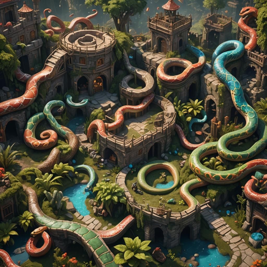 Surreal Snake Petting Zoo in Detailed Matte Painting
