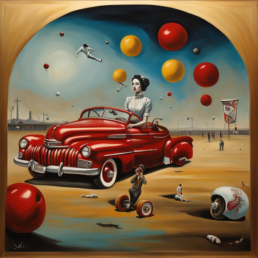 Scarlett O'Hara at Roller Derby, Surreal Dali Art