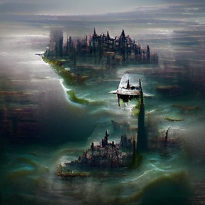 Sinister Abandoned City Floating on the Sea