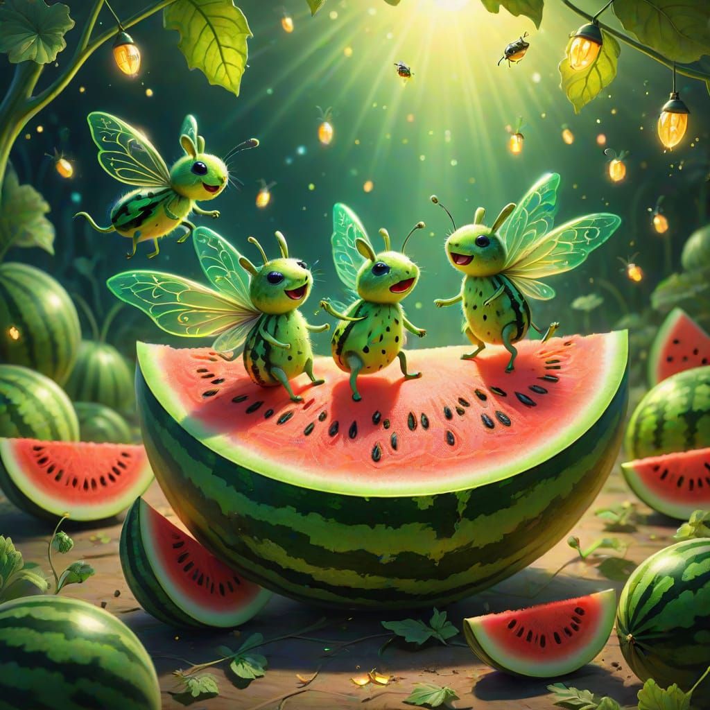 Fairytale Creatures Dance Inside Watermelon: Magical Realism