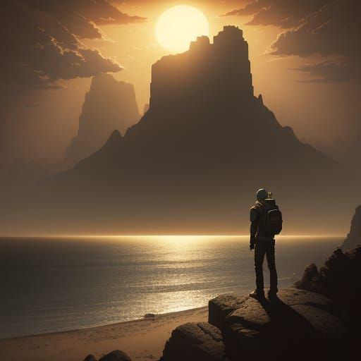 Martian Sunset in a Cinematic Film Still