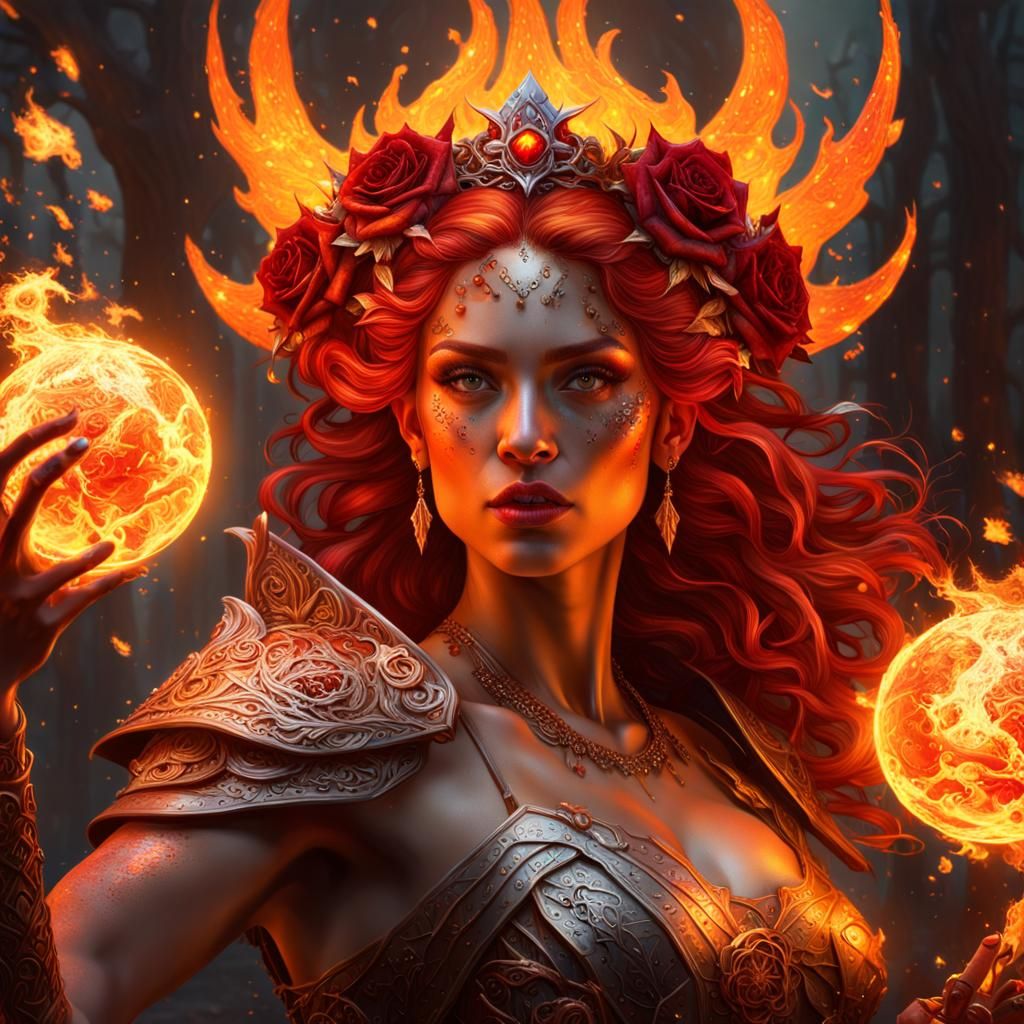 Fiery Fairy Battles Monster with Fire Magic