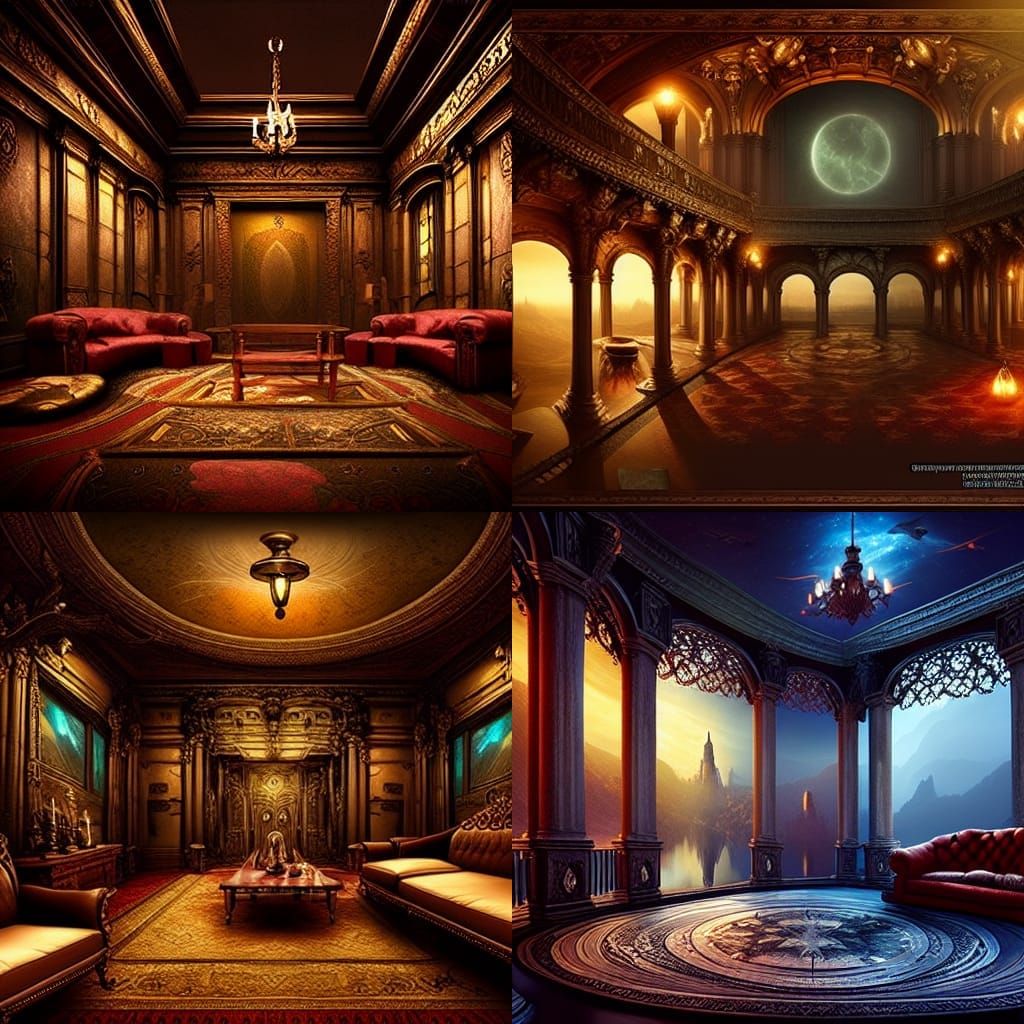 Intricate Room Interior in Digital Matte Painting Style