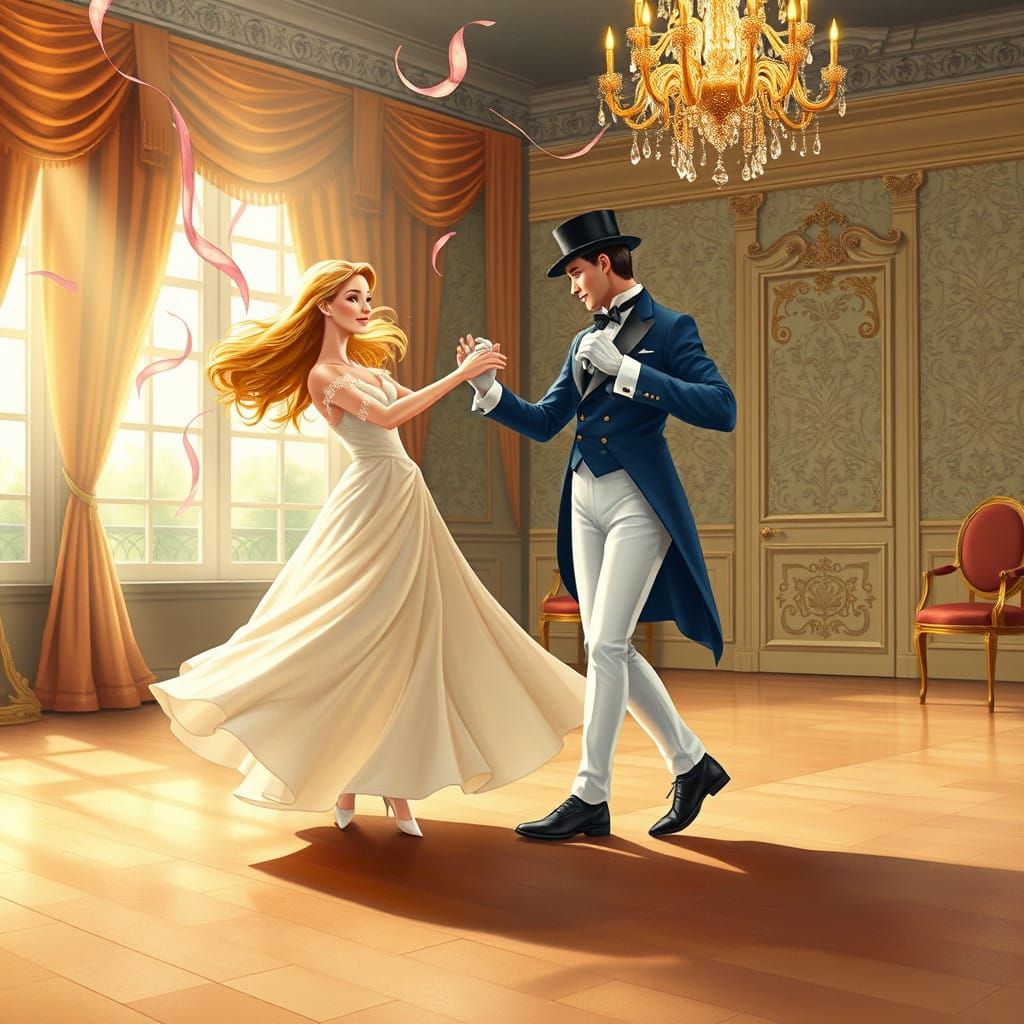 Romantic Ballroom Waltz in Whimsical Style
