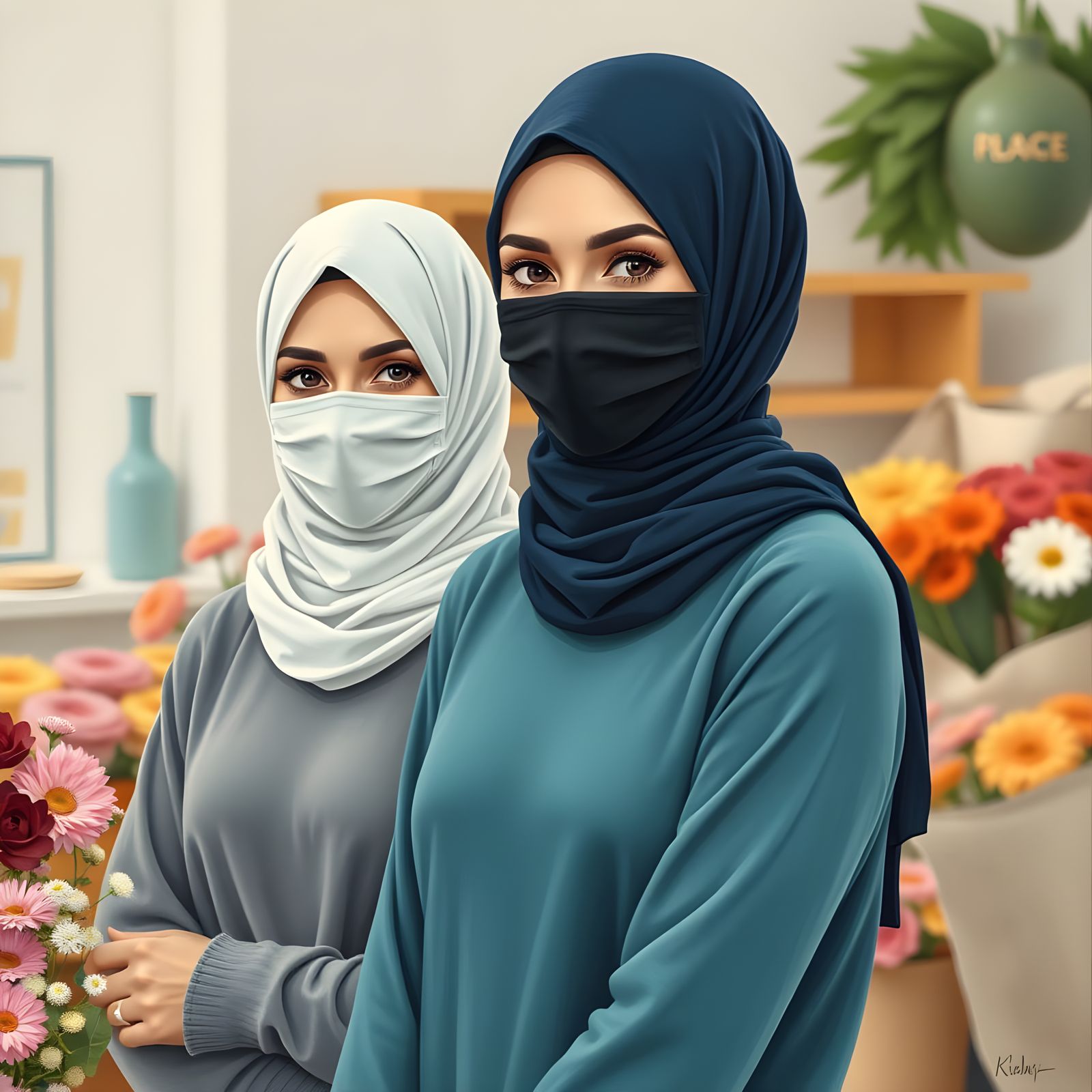 Modern Portrait of Hijabi Florists in Flower Shop