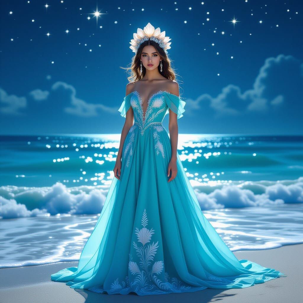 Ocean Princess Portrait in Hyper-Realistic Style