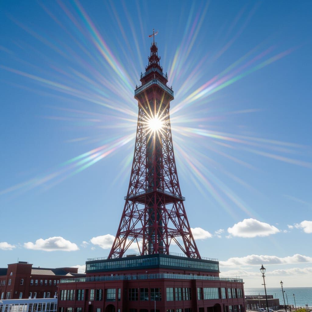 Blackpool Tower Rainbow Prism in Sunlight