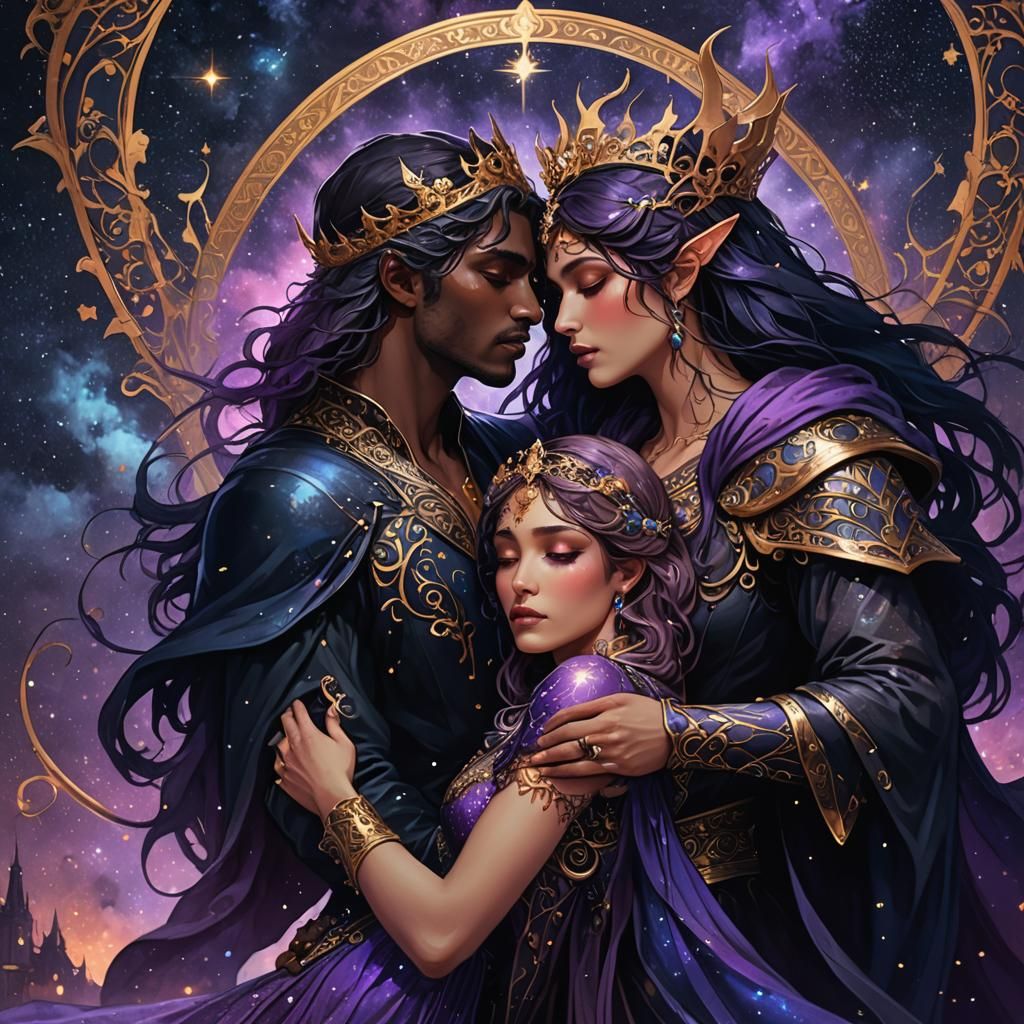 Fantasy Prince and Princess in Art Nouveau Style