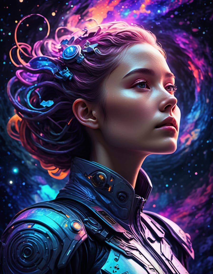 Ethereal Woman in Celestial Profile