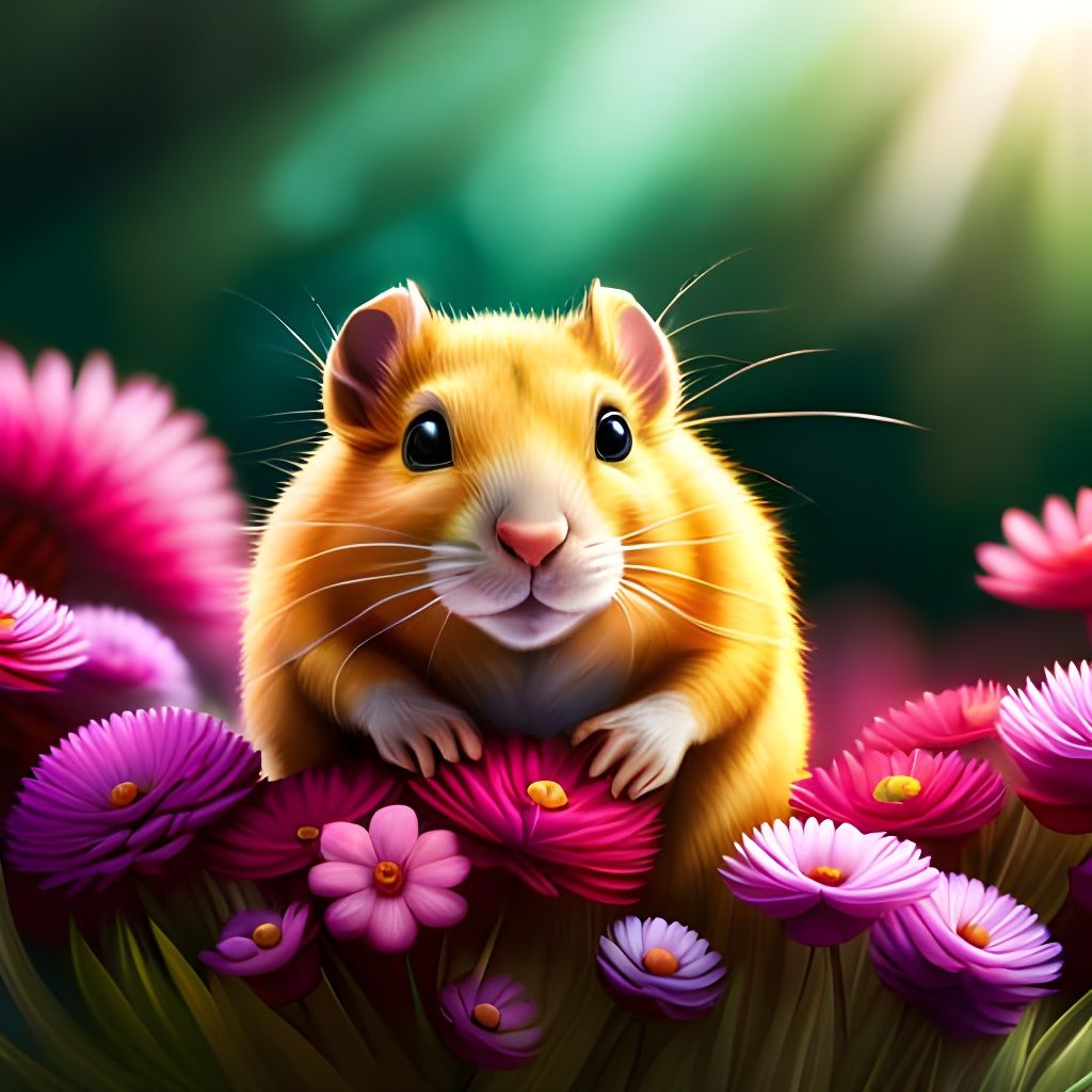 Cute Fluffy Gerbil in Detailed Fantasy Art