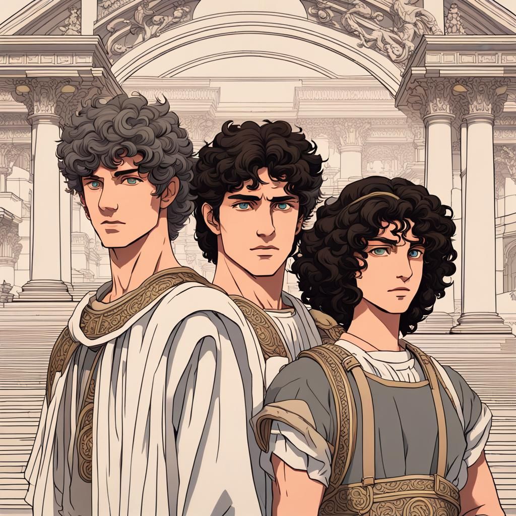 Roman Couple in Pompeii with Art Nouveau Flair