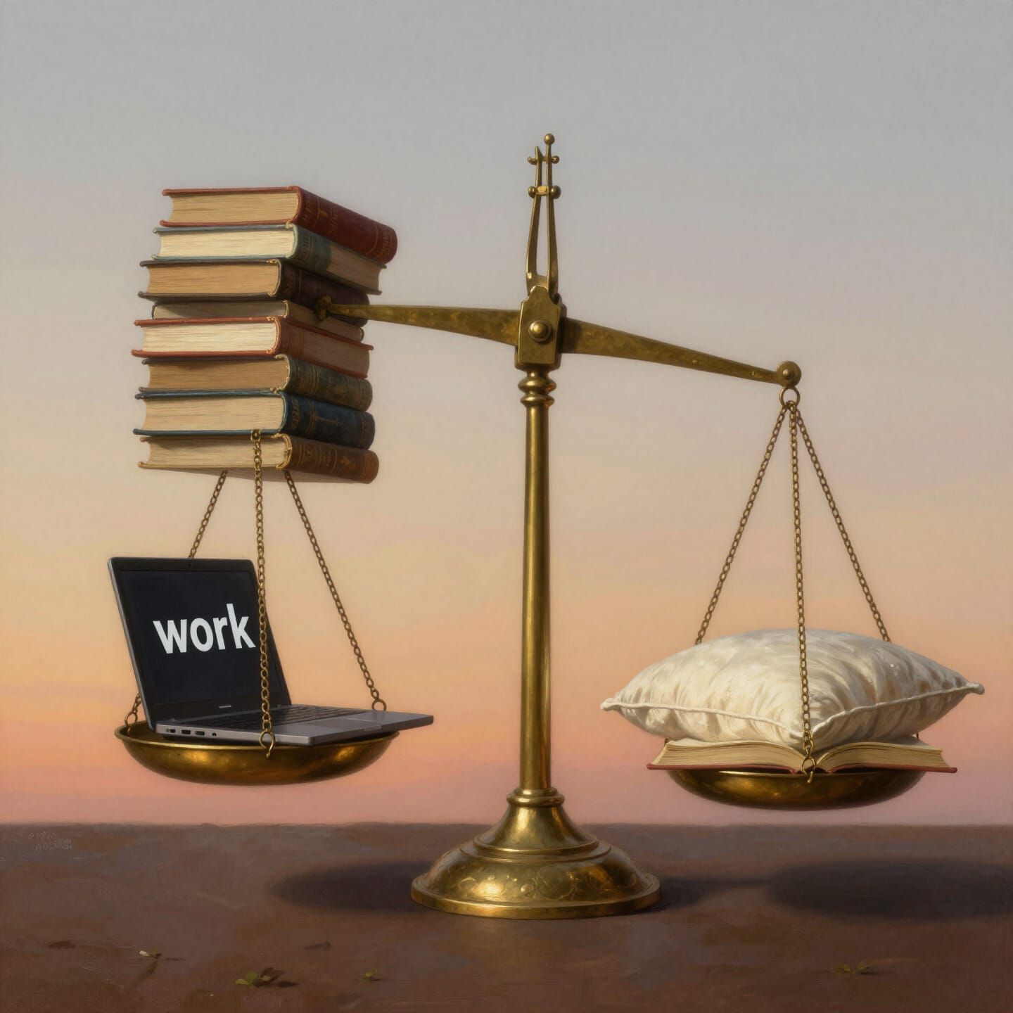 Antique Scale Balances Work and Rest in Chiaroscuro Style