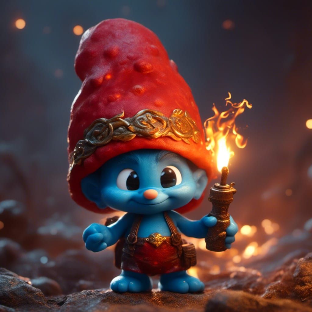 Cute Smurf Bringing Fire With Torch