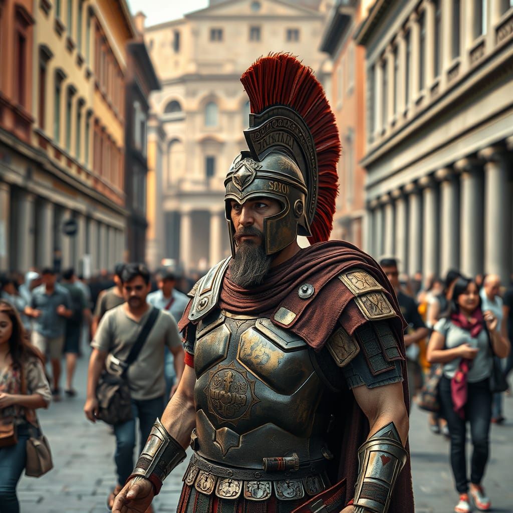 Roman Soldier in Modern Rome: Matte Painting