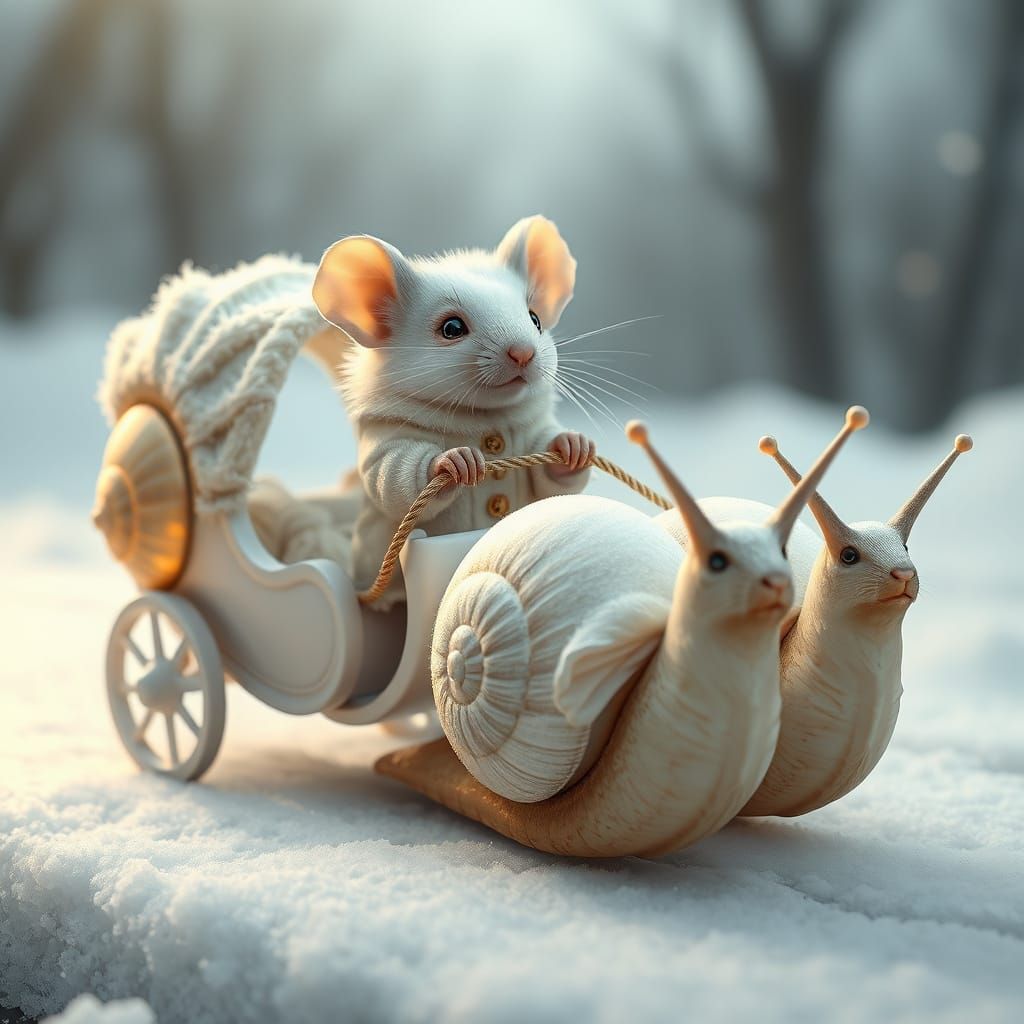Fuzzy Mouse in Victorian Coat Drives Snail Carriage Through ...