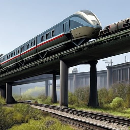 Monorail Crash in Post-Apocalyptic Cityscape