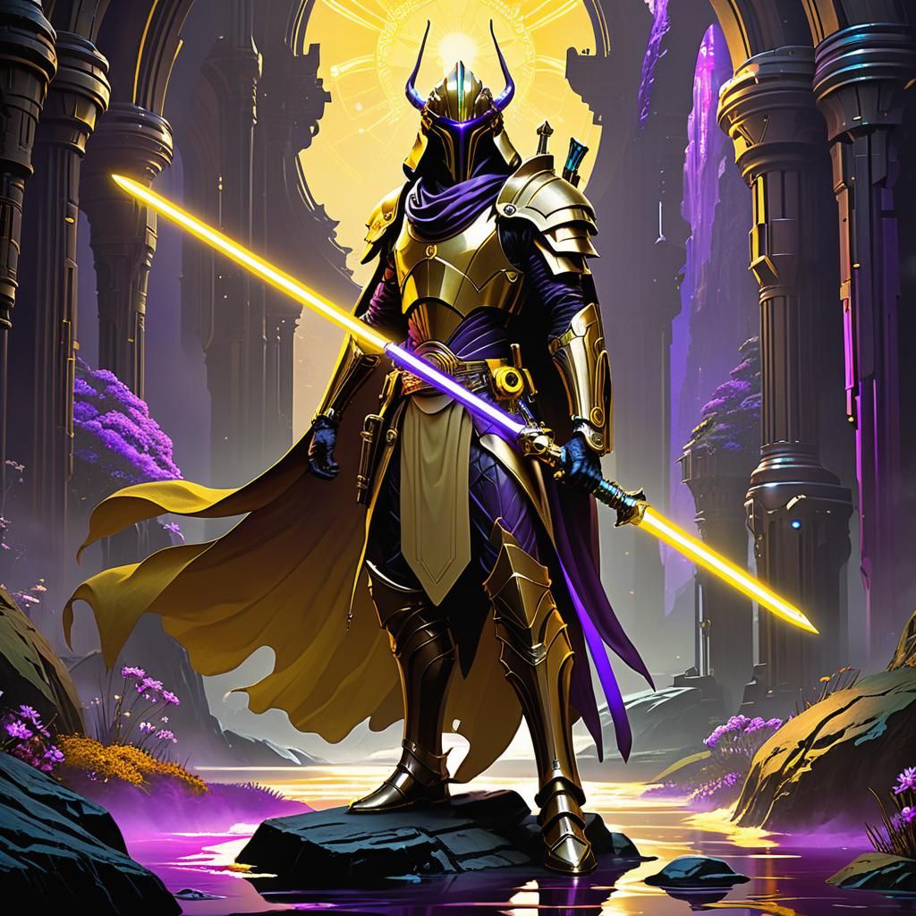 Cyberpunk Trandoshan Jedi Sentinel in Vibrant, Hyperdetailed...