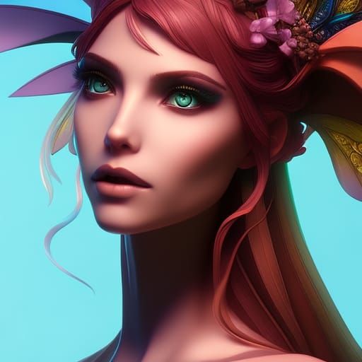 Whimsical Fairy Portrait in a Detailed Wonderland