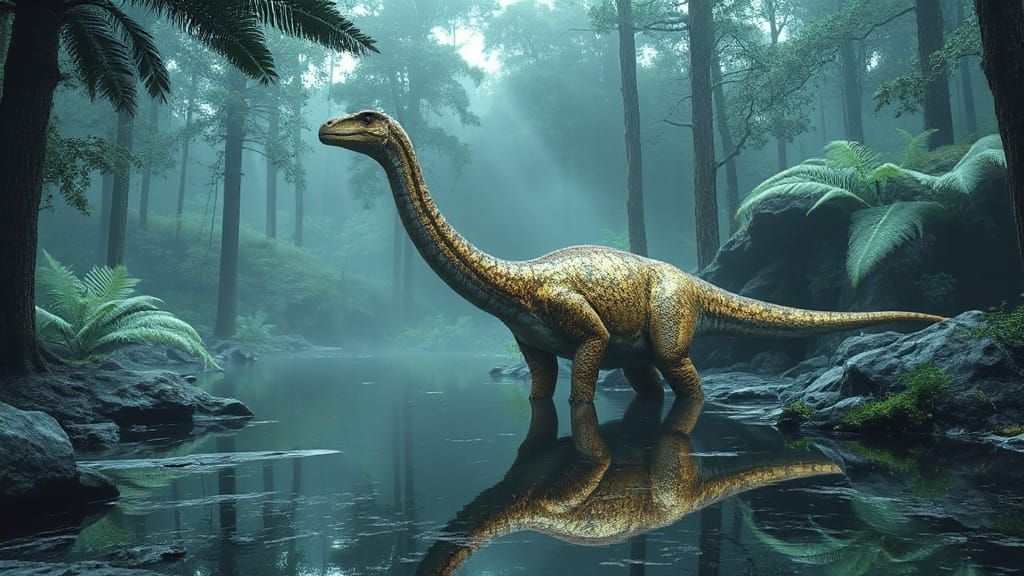 Sauropod Dinosaur in Prehistoric Dreamscape