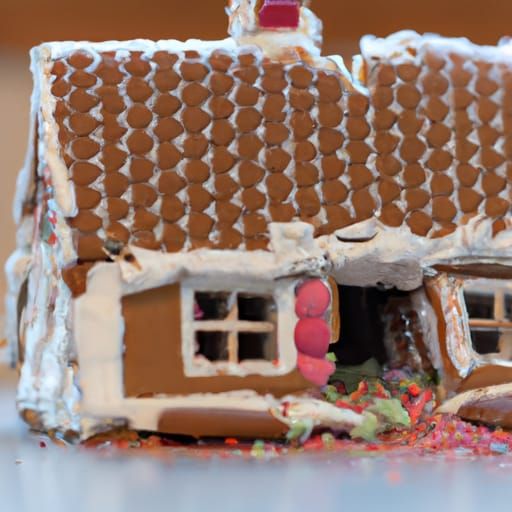 Gingerbread house falling apart