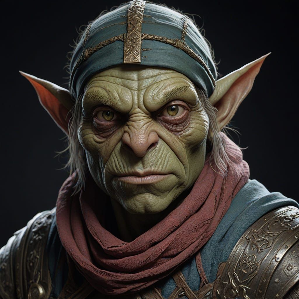 Muted Goblin Warrior in Epic Portrait