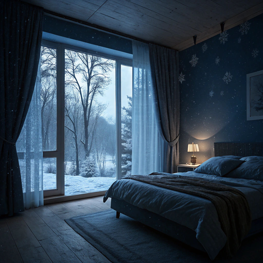 Blue Hour Bedroom Scene in Photorealistic Style