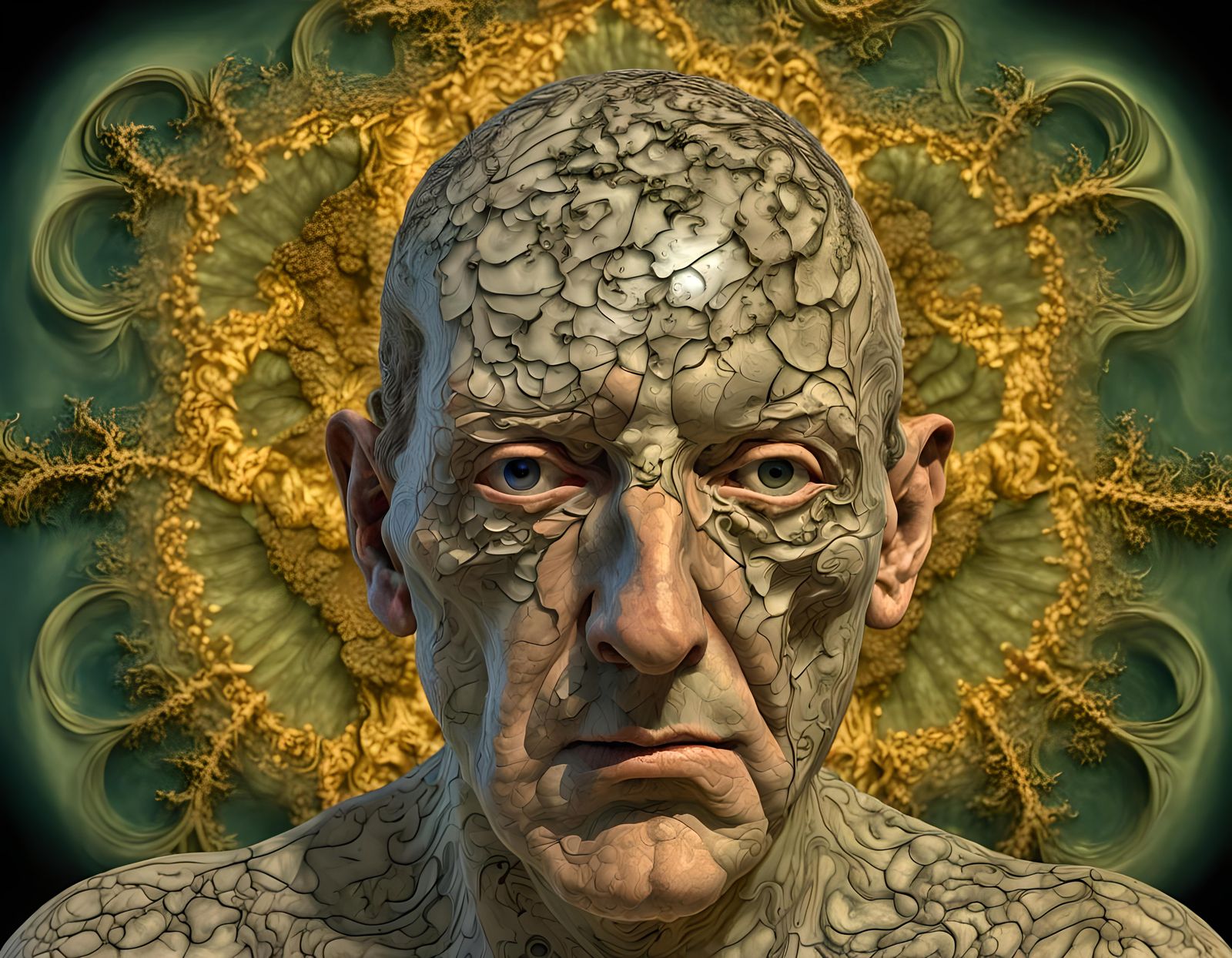Filigree Fractal Face in Hyperrealistic Style