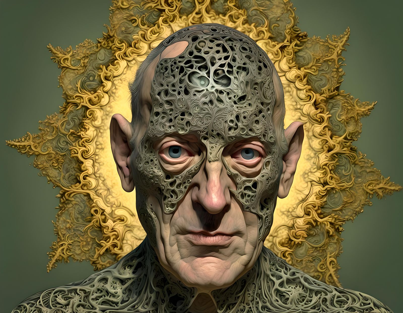 Filigree Fractal Face in Expressionist Style