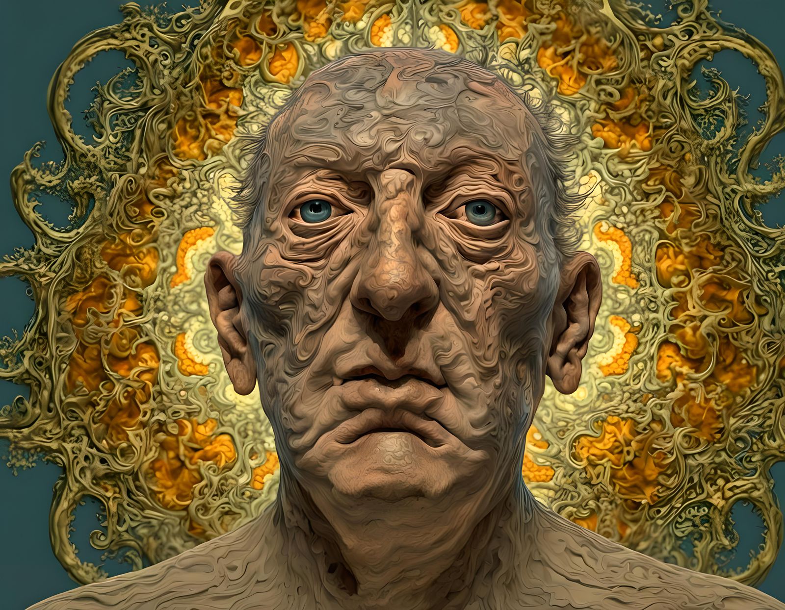 Filigree Fractal Face in Hyperrealistic Style