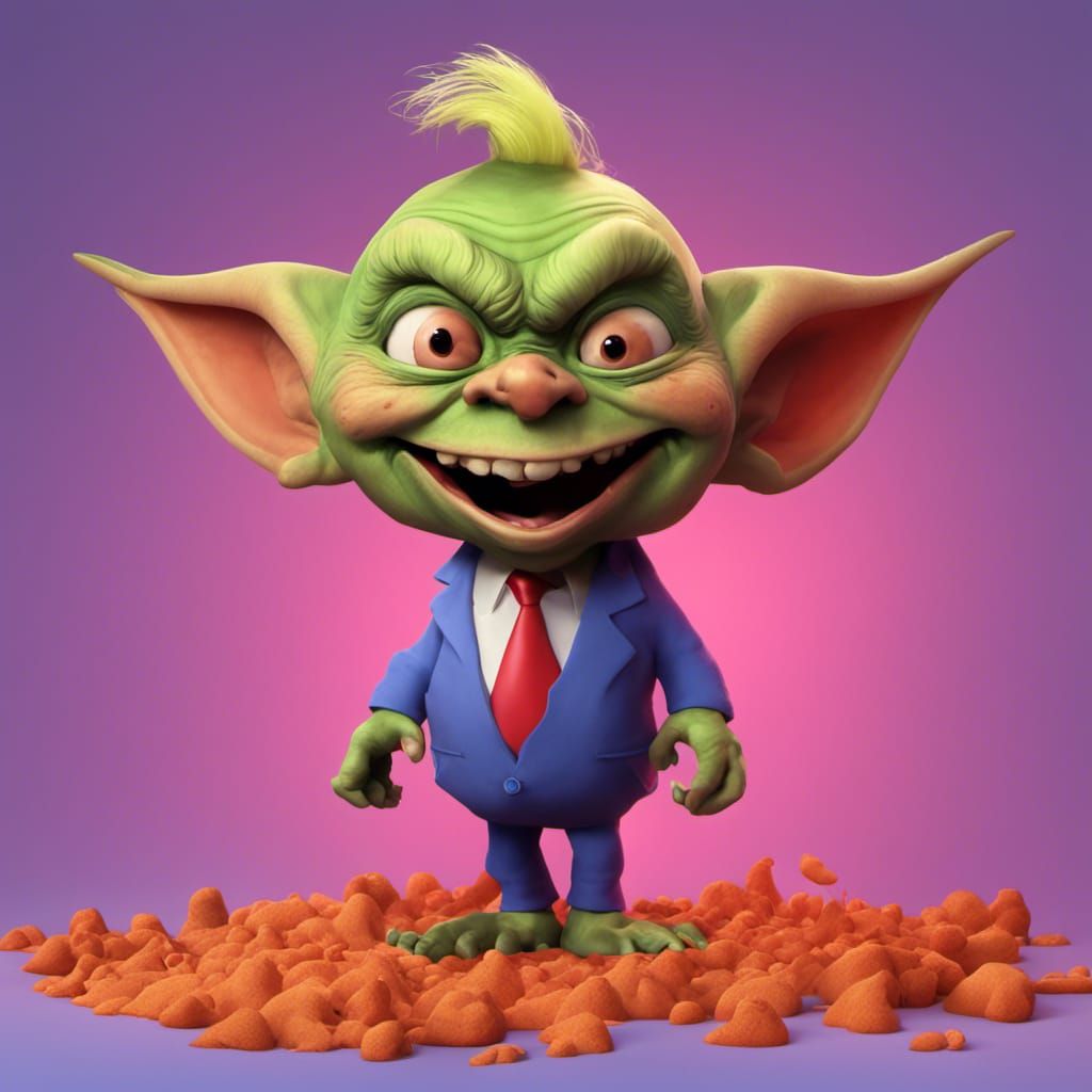 Goblin Trump in Diaper: Pixar-Style 3D Art