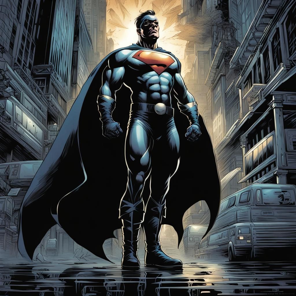 Dark Superhero in Comic Book Style