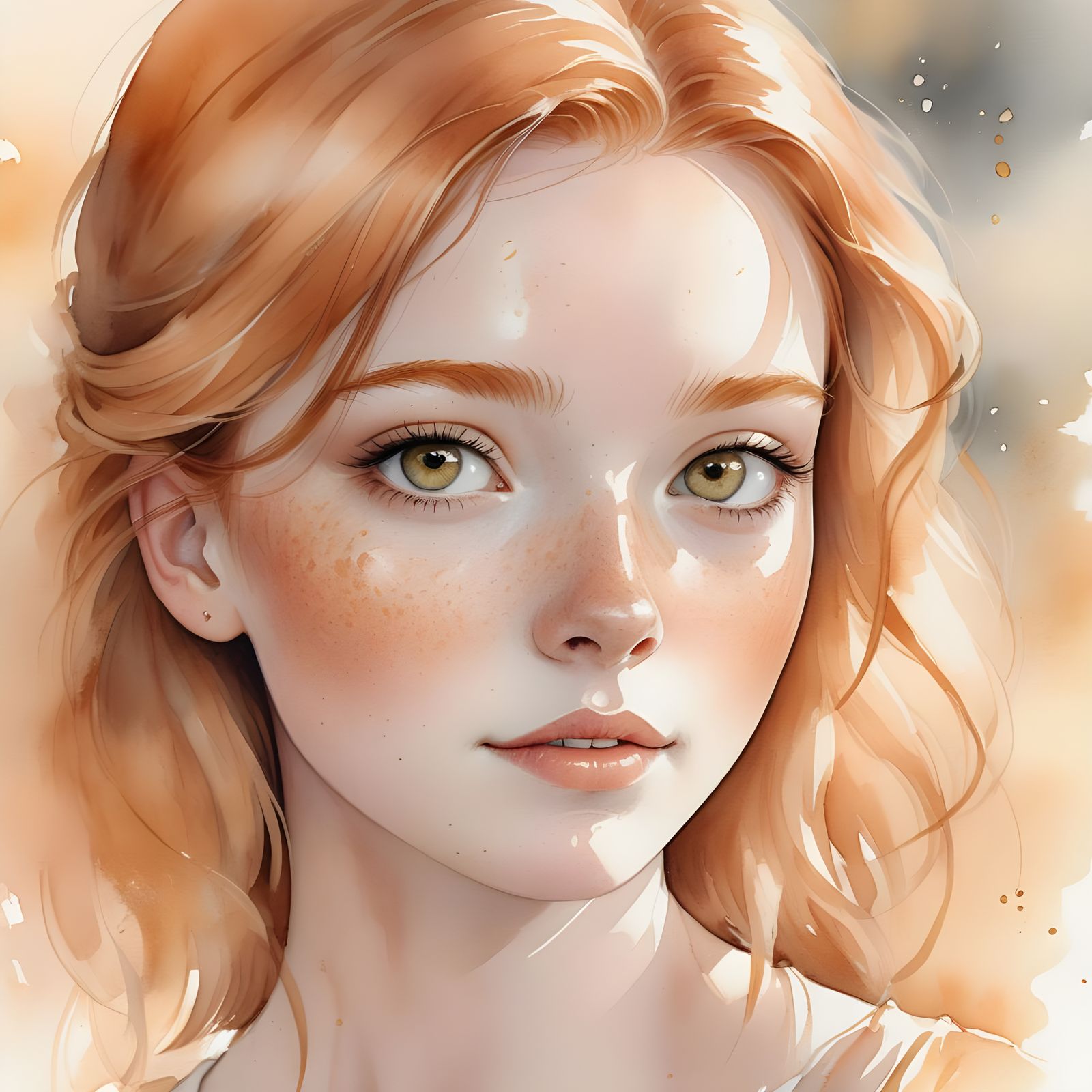 Portrait of a Girl with Freckles and Hazel Eyes