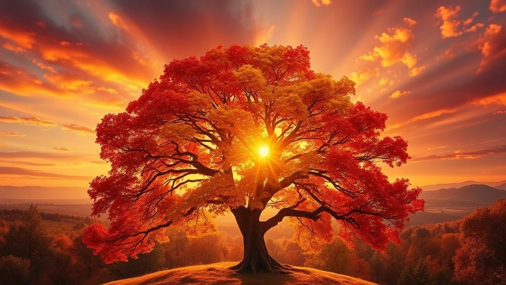 Tree of Life in Autumn Light, Impressionistic Style