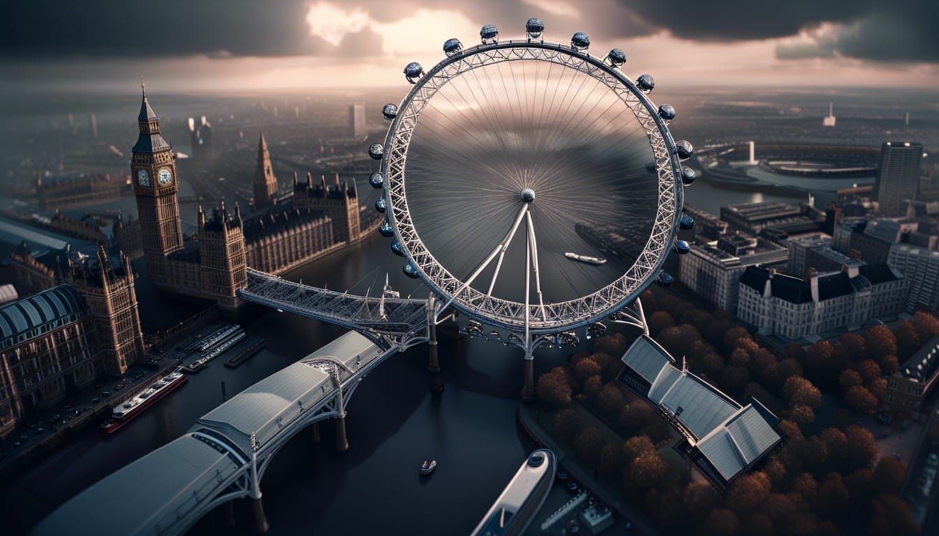 Detailed London Eye Digital Matte Painting