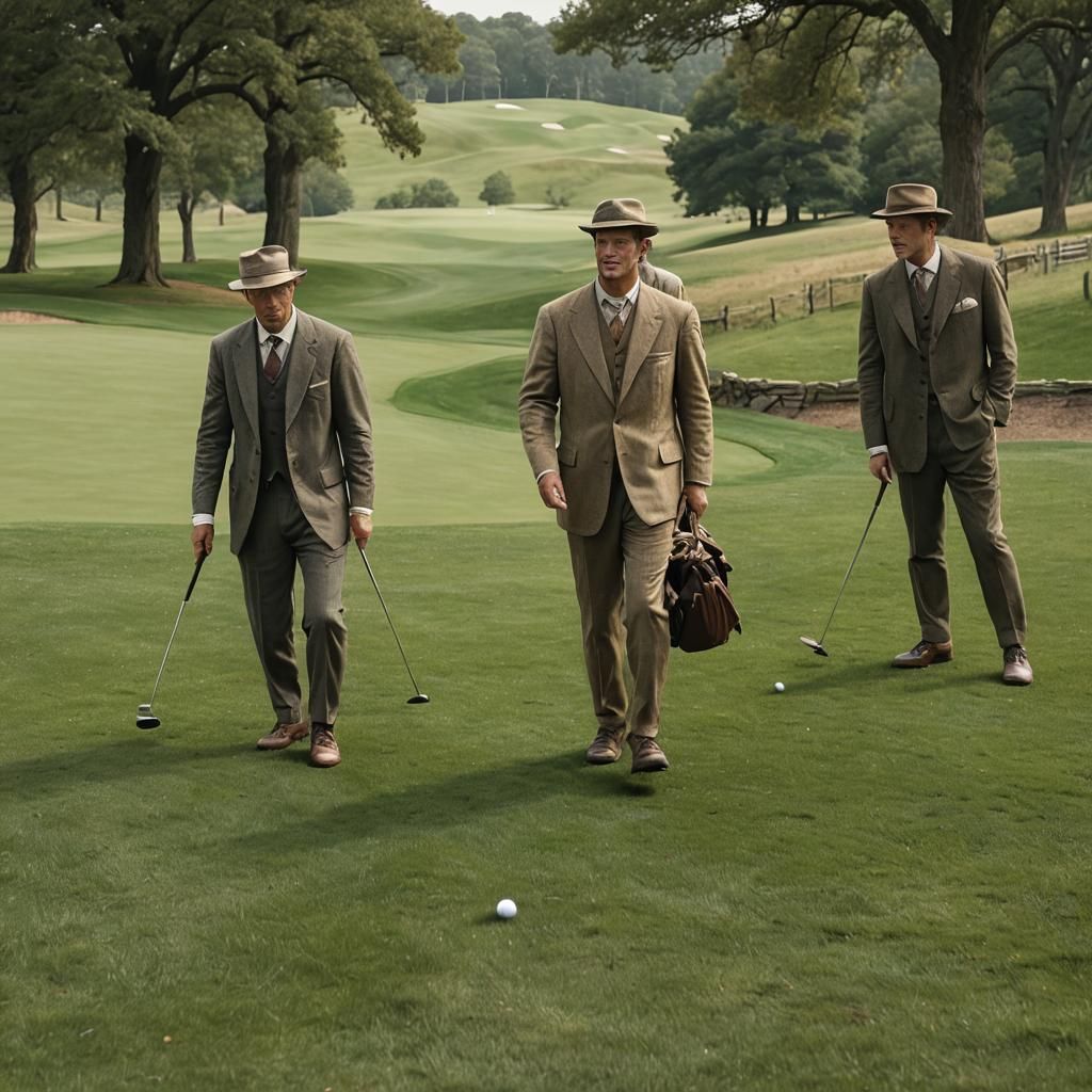 19th Century Golfers in Gainsborough-Inspired Style
