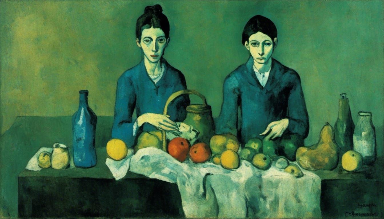 Paper Bag Groceries: Blue Period Style