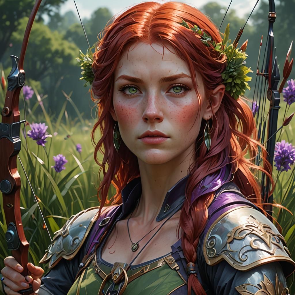 Portrait of a Redhead Archer in Digital Art Style
