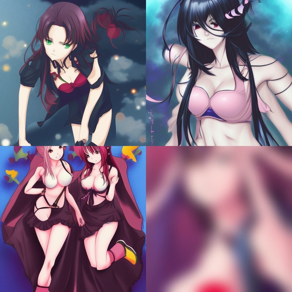 Anime-Style Art: Two Women in Affectionate Embrace