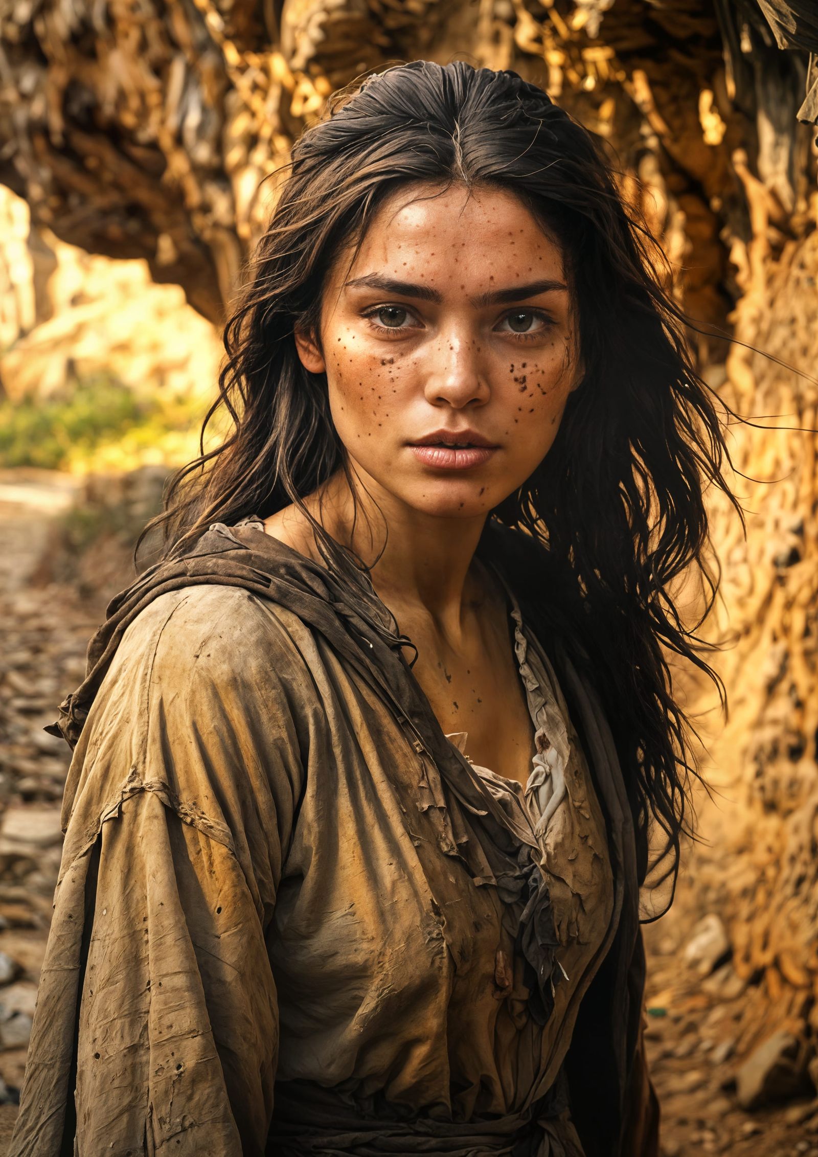 Medieval Homeless Woman: Full Body Portrait