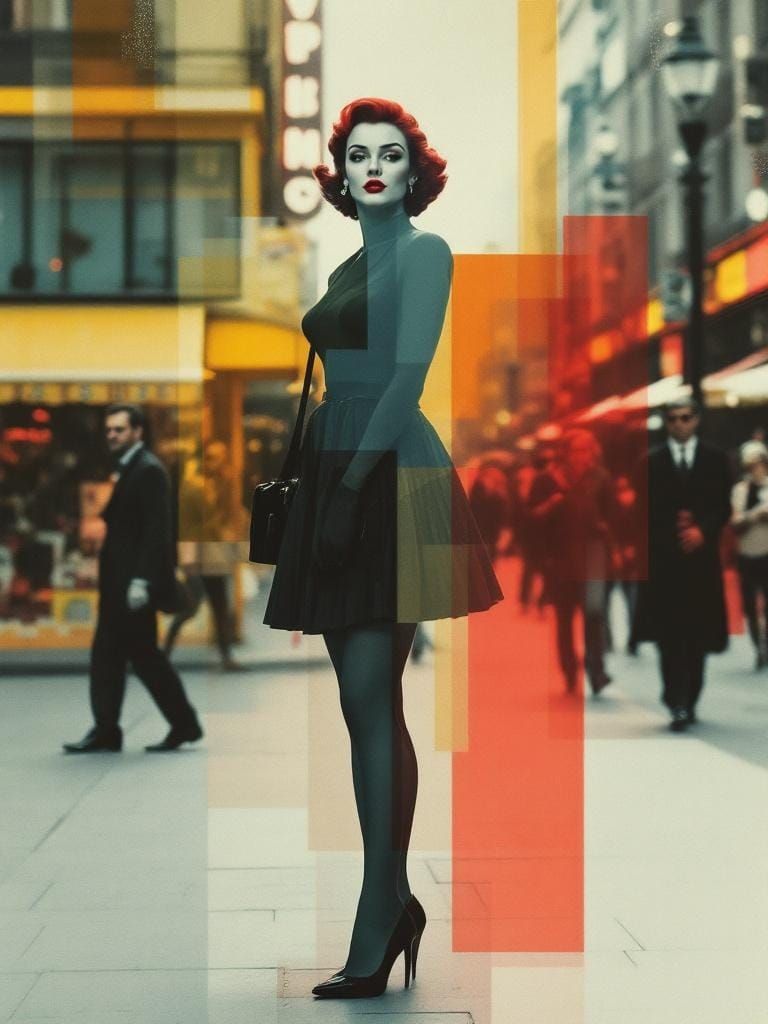 1950s Pin-Up in Abstract Expressionist Style