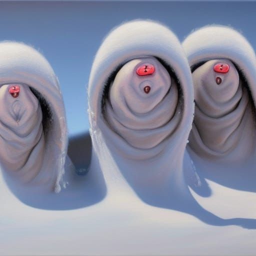 Hyperrealistic Snow Trolls in Hypernature Style