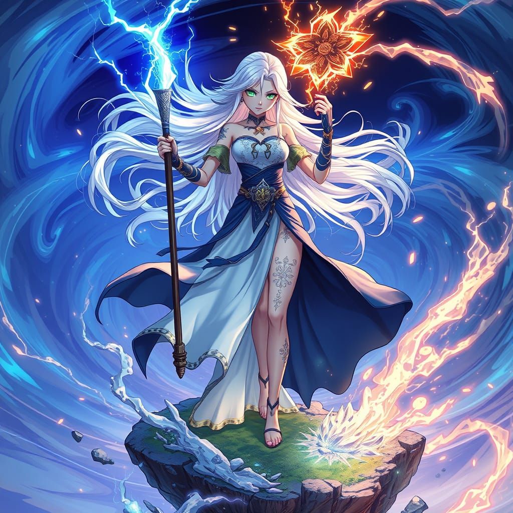 Ethereal Sorceress Surveys Arcane Realm