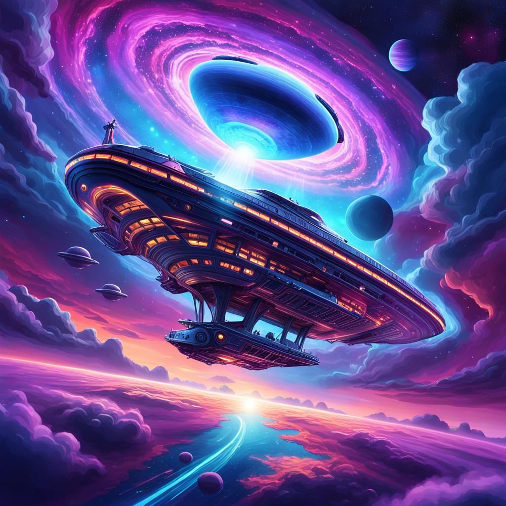 Alien Spaceship Journey Through Parallel Dimension