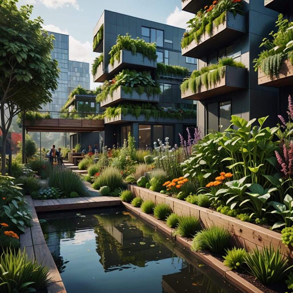 Modern Urban Garden for Biodiversity in Fantasy Concept Art ...