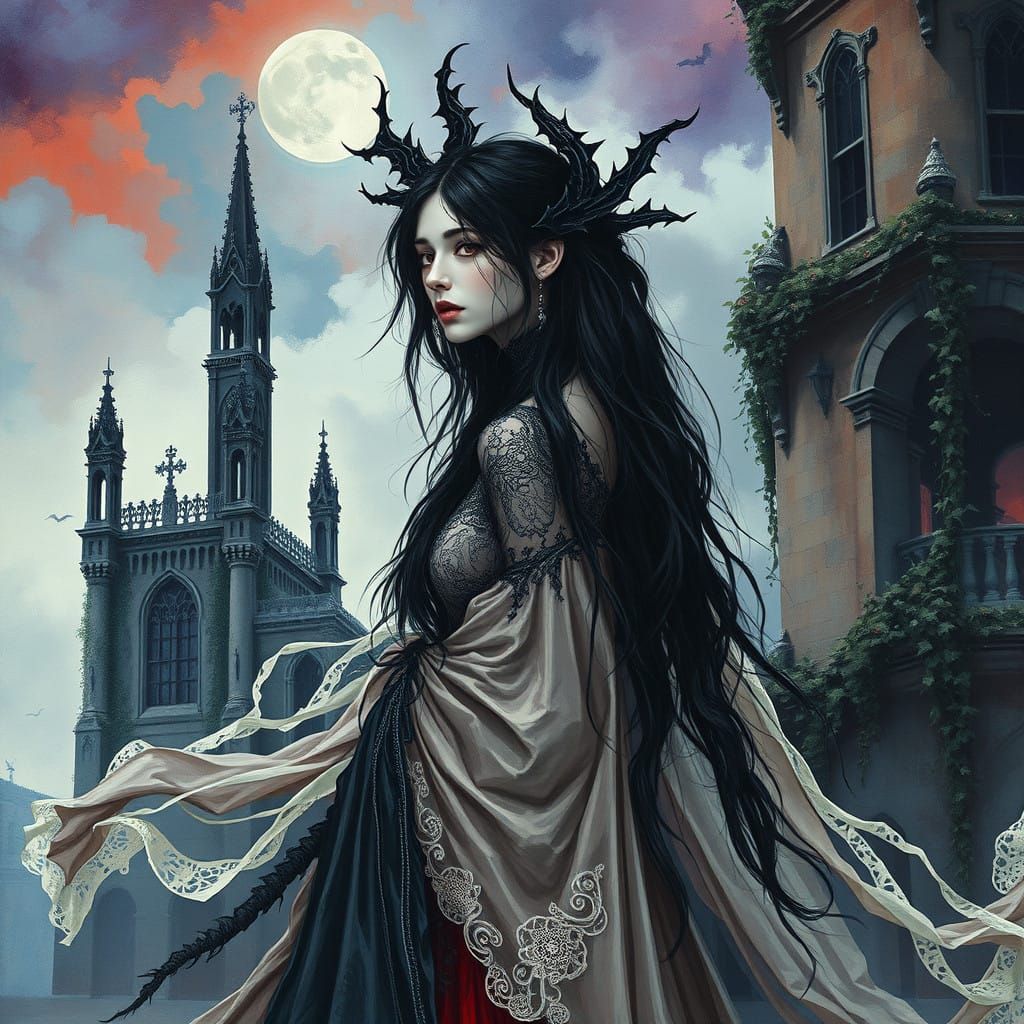 Ethereal Gothic Beauty in Vibrant, Jewel-Toned Colors