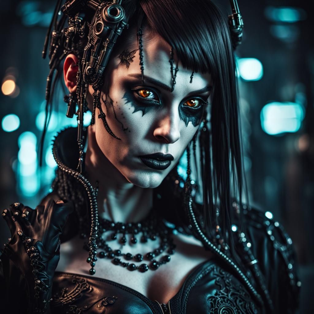 Gothic Cyberpunk Woman Portrait in High Definition