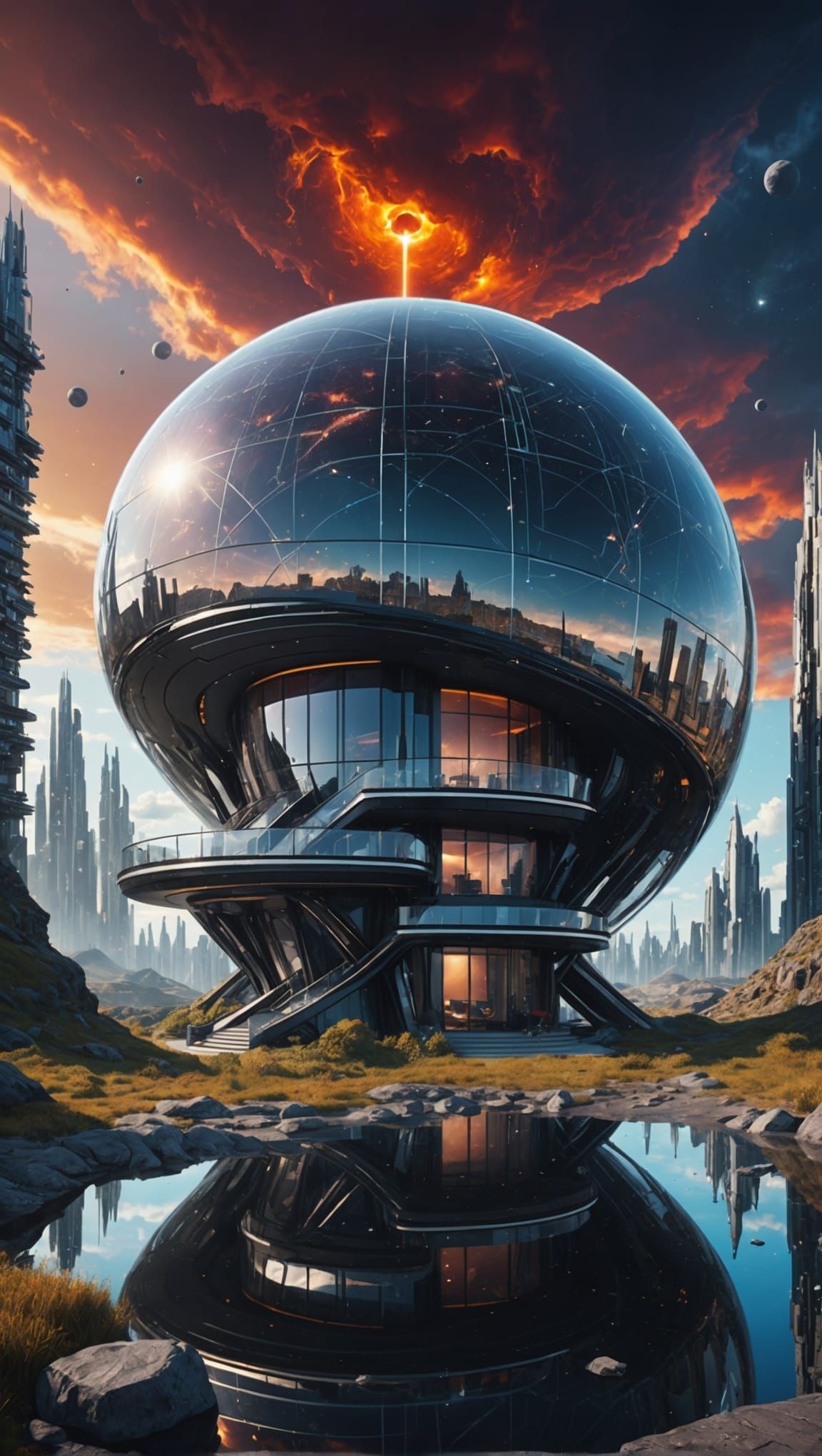Futuristic Crystal House near Black Hole