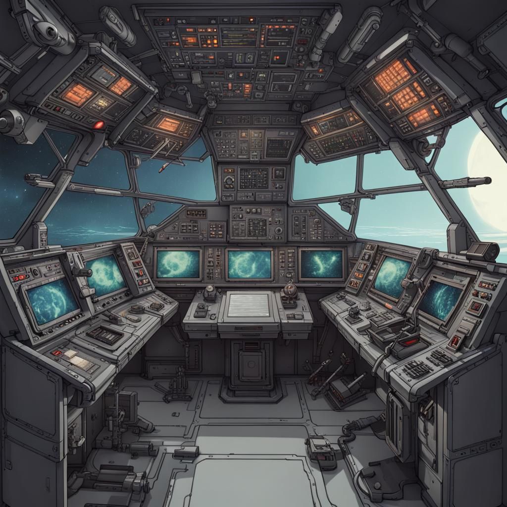 Space Battleship Cockpit Control Room
