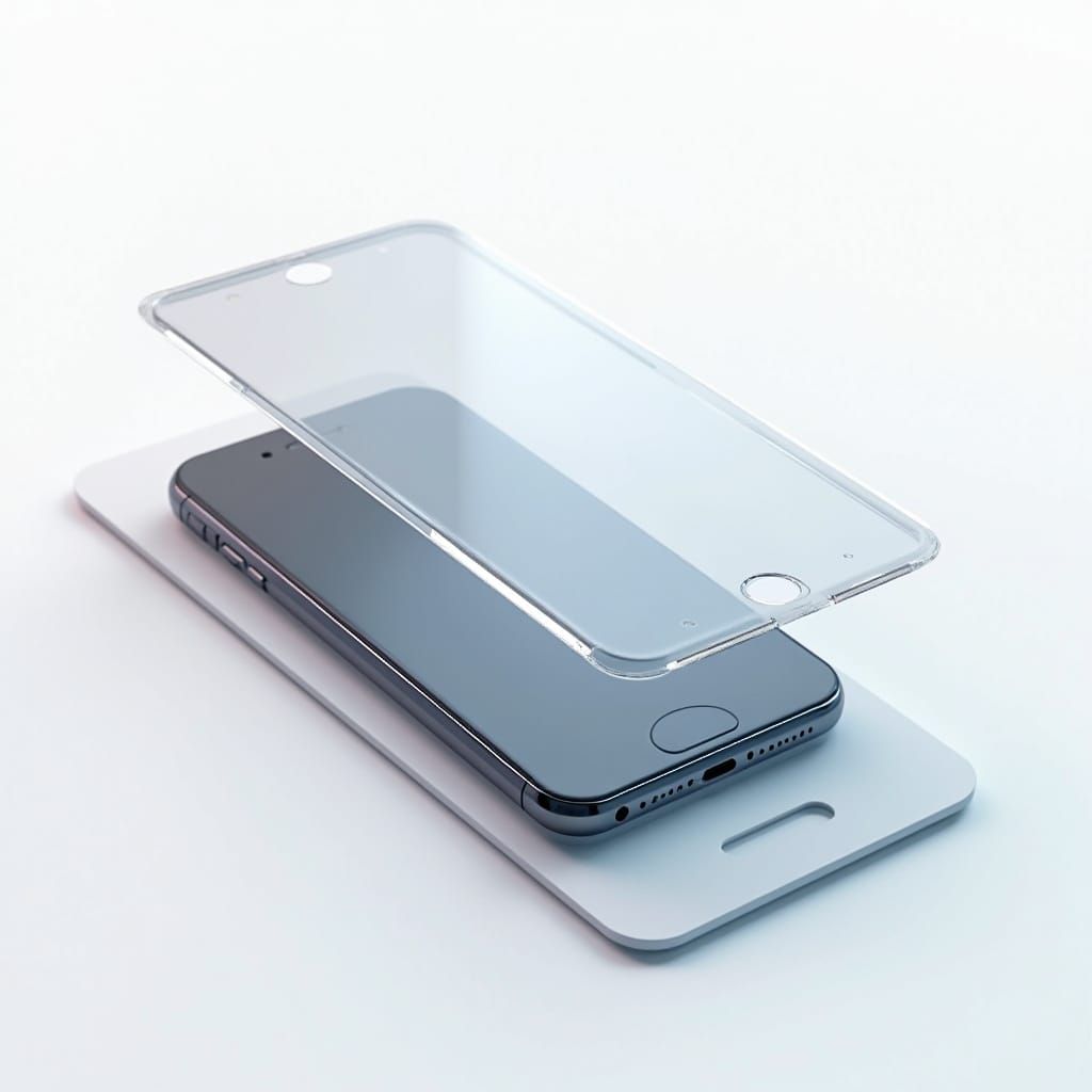 Smartphone with Protective Glass in Photorealistic 3D