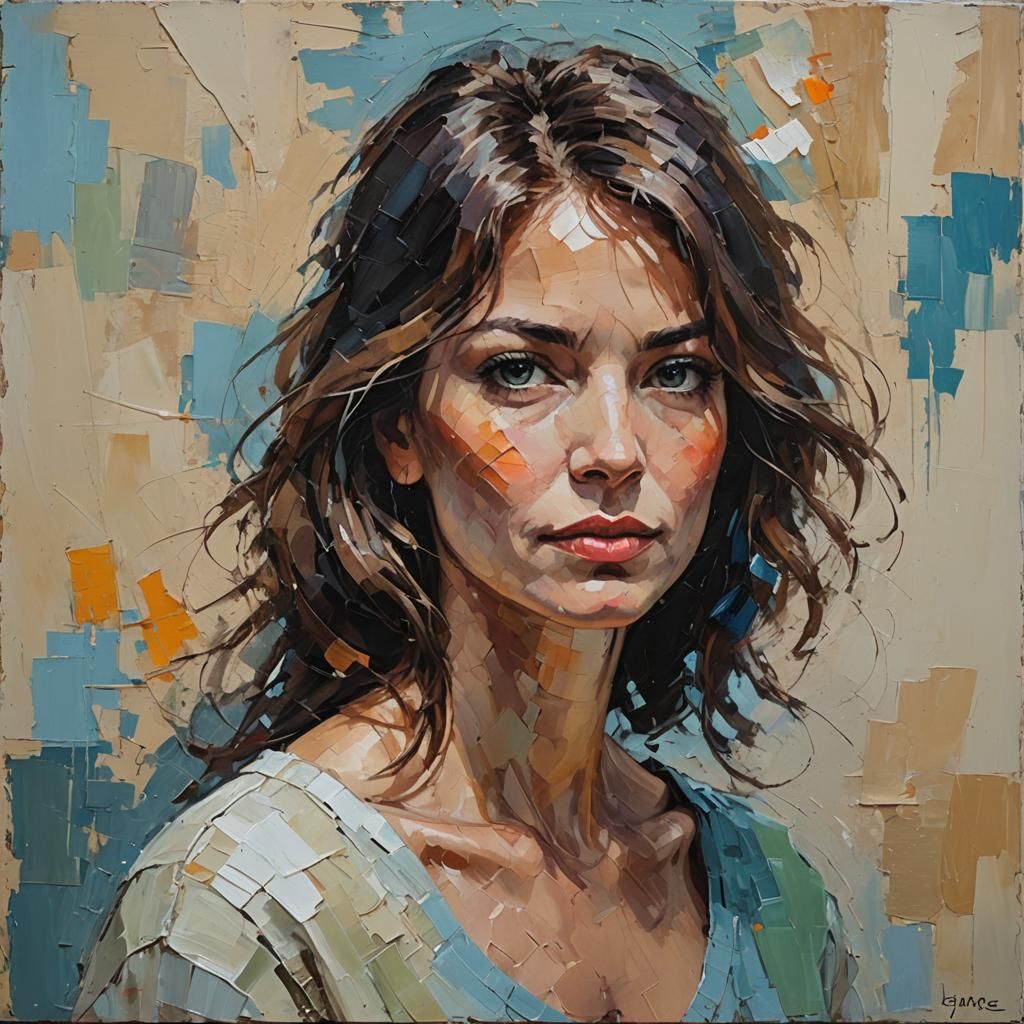 Abstract Palette Knife Portrait in Oil Paint